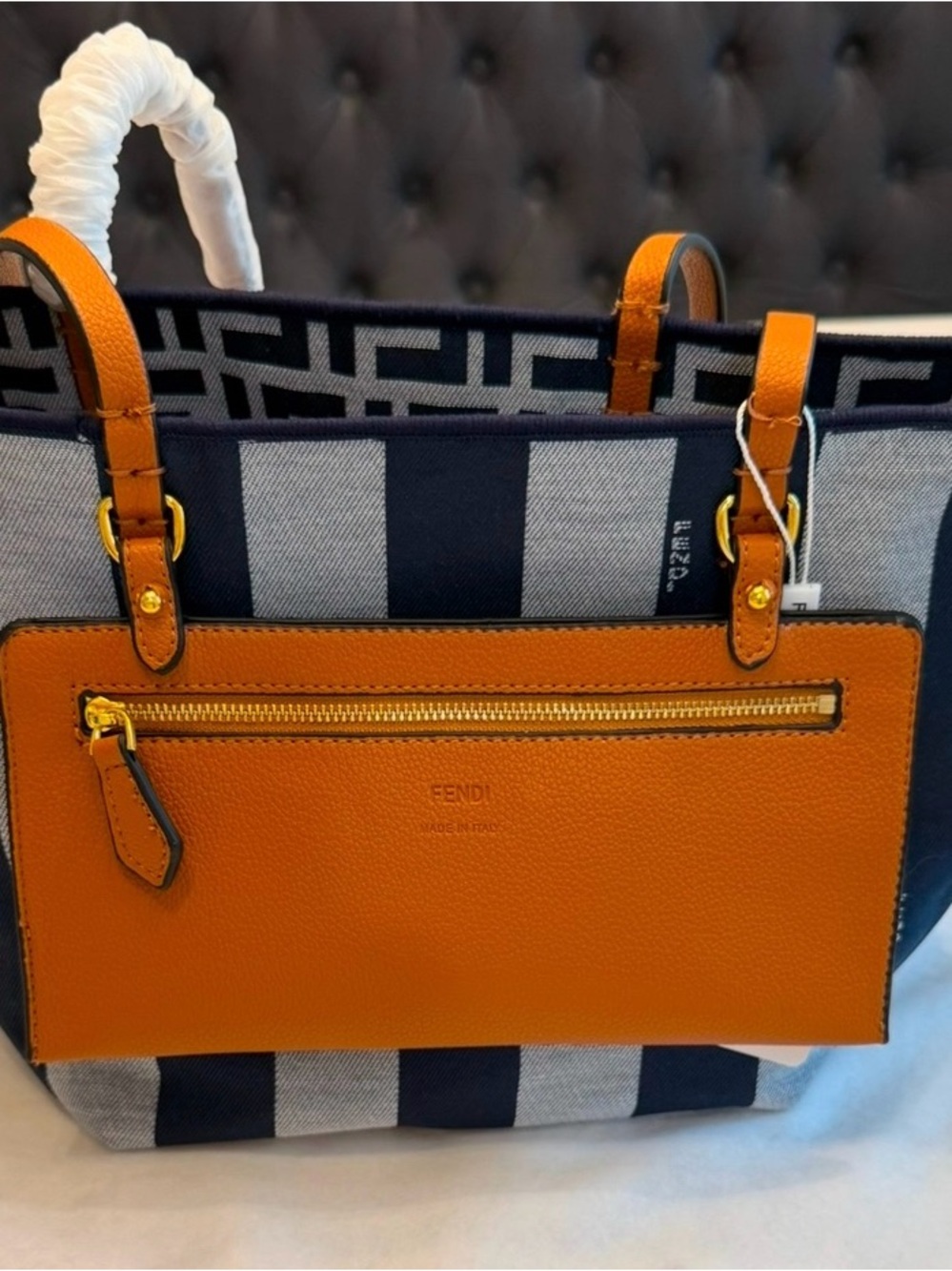 Reversible dark blue tote